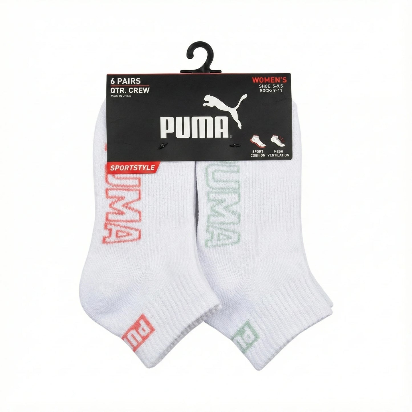 PUMA Women's Sportstyle Quarter Crew Socks (6 Pack)